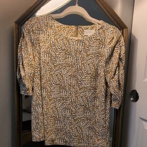 MELLODAY Women's Blouse in Mustard and White